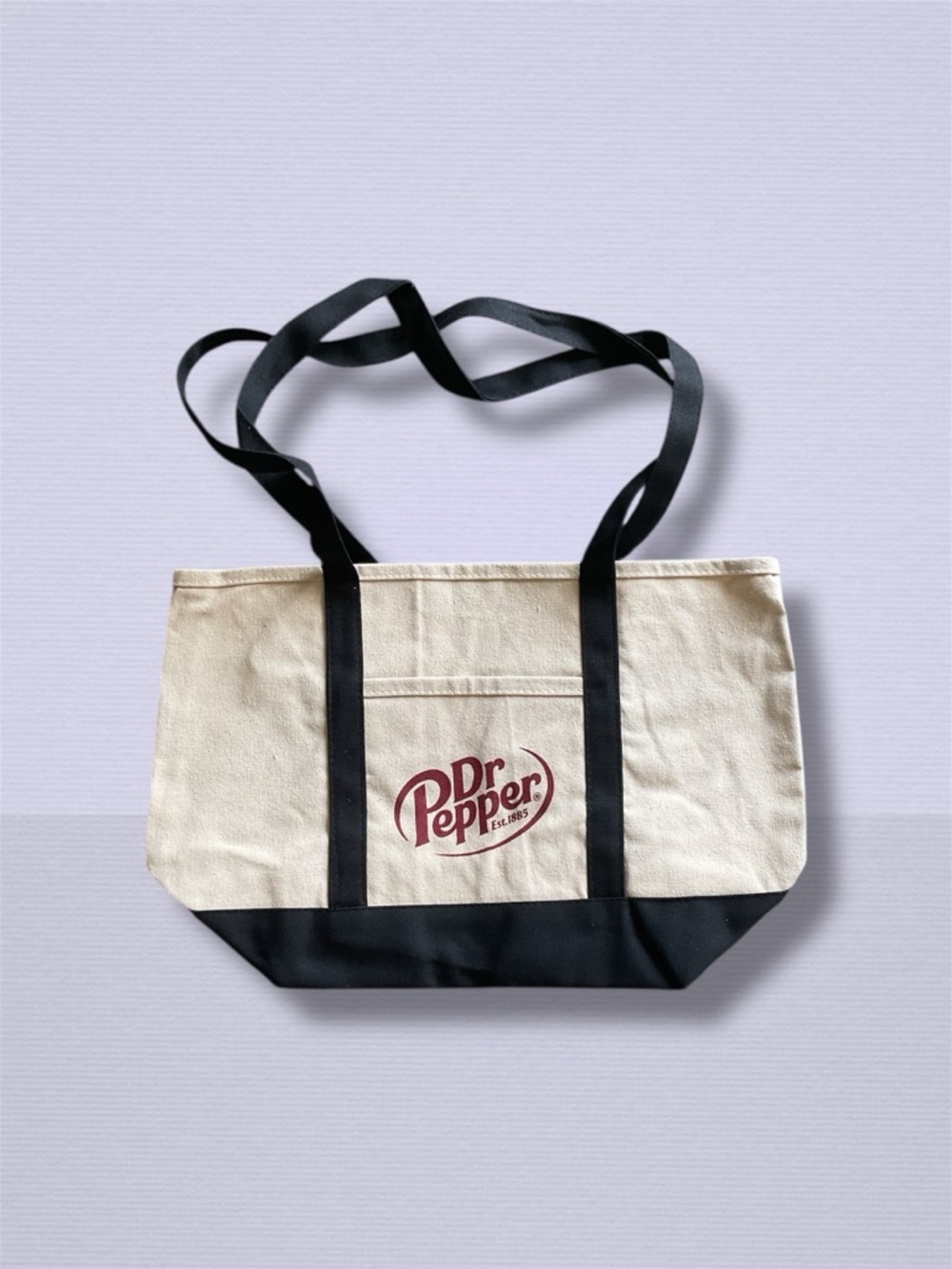 Prime Line Cream And black Cotton Twill Canvas Tote With Dr Pepper Logo